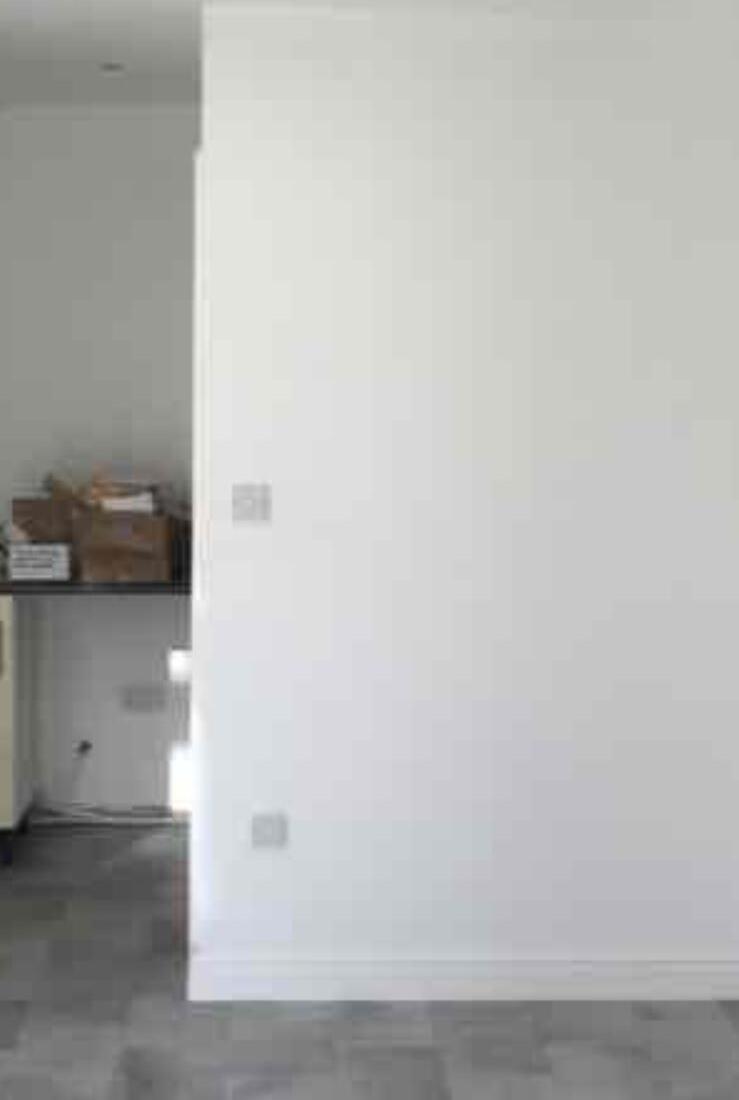 Newly plastered interior room with clean smooth walls