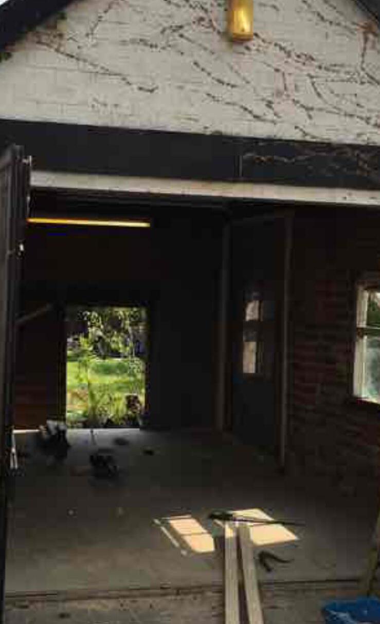Internal structural opening formed in a brick wall during renovation works